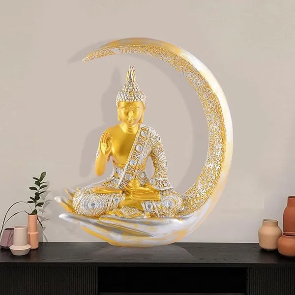 Golden_Handcrafted_Resin_Moonlit_Buddha_Meditation_Showpiece_For_Home_And_Office_Decor