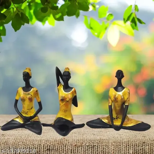 Pack_Of_3_Yellow_And_Black_Handcrafted_Resin_Yoga_Showpiece_For_Home_And_Office_Decor_8.5_X_7_Inches