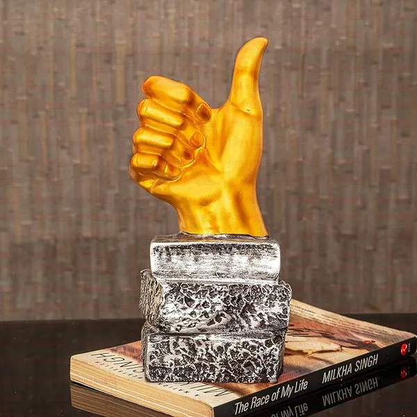 Golden_Handcrafted_Resin_Thumbs_Up_Sign_Showpiece_For_Home_And_Office_Decor_7.62_X_5.8_X_22.86_Cm