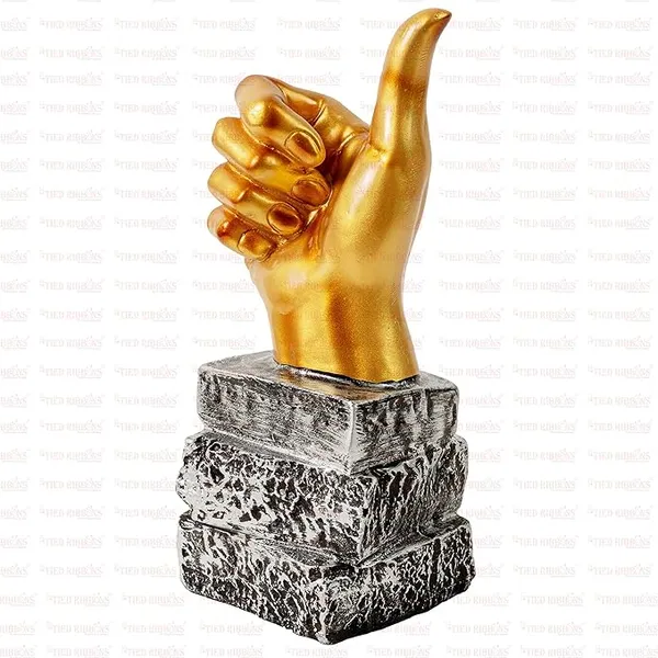 Golden_Handcrafted_Resin_Thumbs_Up_Sign_Showpiece_For_Home_And_Office_Decor_7.62_X_5.8_X_22.86_Cm