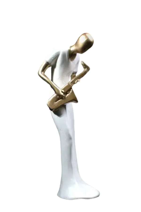 White_And_Gold_Handcrafted_Resin_Saxophone_Women_Player_Showpiece_For_Home_And_Office_Decor_8.9_X_8.9_X_30.5_Cm