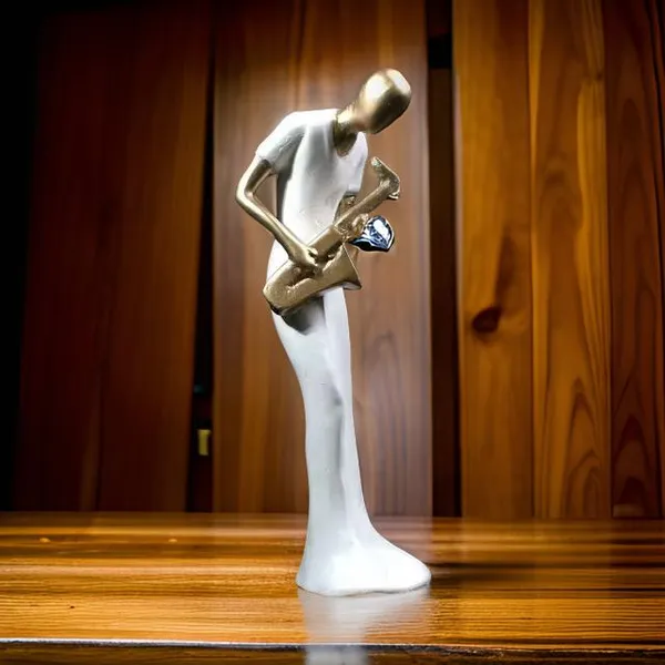 White_And_Gold_Handcrafted_Resin_Saxophone_Women_Player_Showpiece_For_Home_And_Office_Decor_8.9_X_8.9_X_30.5_Cm