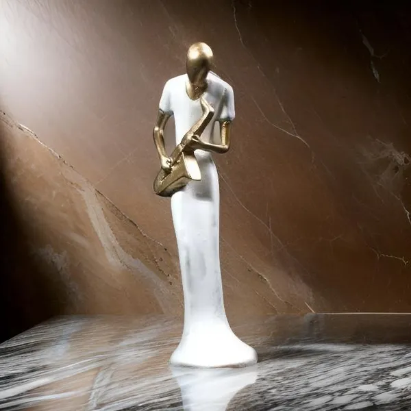 White_And_Gold_Handcrafted_Resin_Saxophone_Women_Player_Showpiece_For_Home_And_Office_Decor_8.9_X_8.9_X_30.5_Cm
