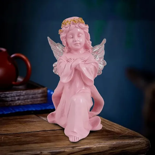 Pink_Handcrafted_Resin_Charming_Angelic_Girl_Showpiece_For_Home_And_Office_Decor_11L_X_10W_X_12H_Cm