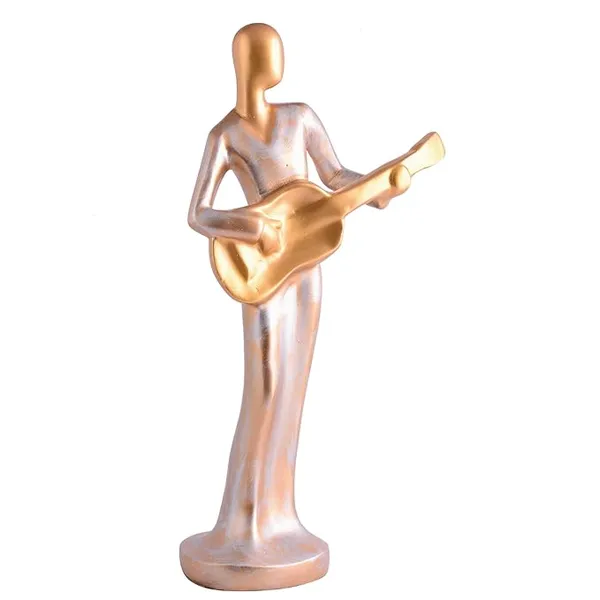 Grey_And_Golden_Handcrafted_Resin_Melodic_Lady_Guitarist_Showpiece_For_Home_And_Office_Decor_8.9_X_8.9_X_30.5_Cm