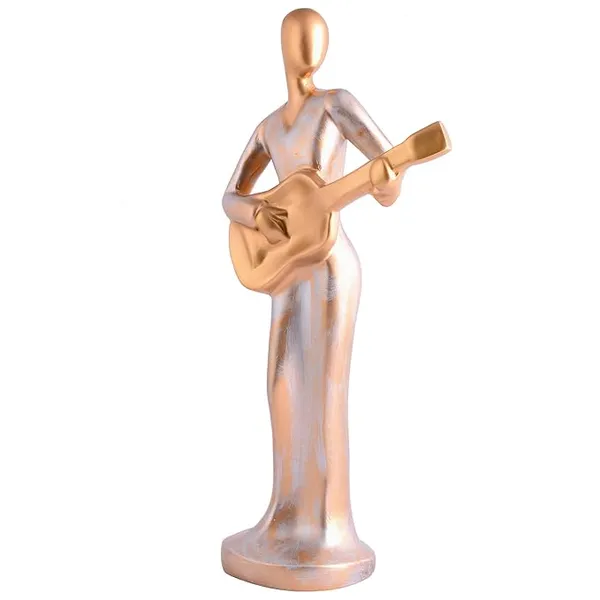 Grey_And_Golden_Handcrafted_Resin_Melodic_Lady_Guitarist_Showpiece_For_Home_And_Office_Decor_8.9_X_8.9_X_30.5_Cm