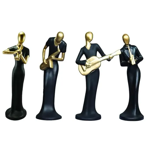 Pack_Of_4_Black_And_Gold_Handcrafted_Resin_Musical_Lady_Showpiece_For_Home_And_Office_Decor_10.2_X_7.6_X_33_Cm