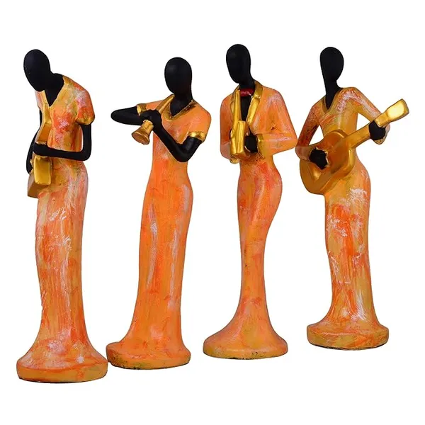 Pack_Of_4_Orange_And_Black_Handcrafted_Resin_Quartet_Of_Musical_Ladies_Figurines_Showpiece_For_Home_And_Office_Decor_10.2_X_7.6_X_33_Cm
