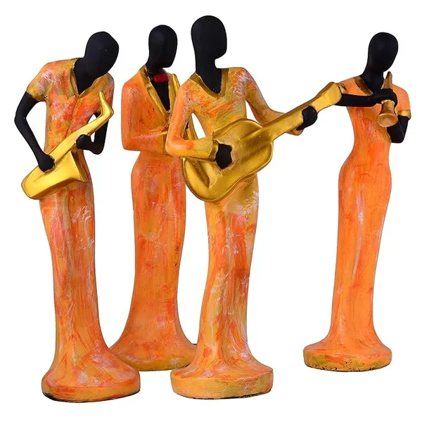 Pack_Of_4_Orange_And_Black_Handcrafted_Resin_Quartet_Of_Musical_Ladies_Figurines_Showpiece_For_Home_And_Office_Decor_10.2_X_7.6_X_33_Cm