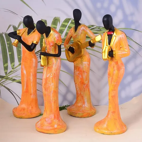 Pack_Of_4_Orange_And_Black_Handcrafted_Resin_Quartet_Of_Musical_Ladies_Figurines_Showpiece_For_Home_And_Office_Decor_10.2_X_7.6_X_33_Cm
