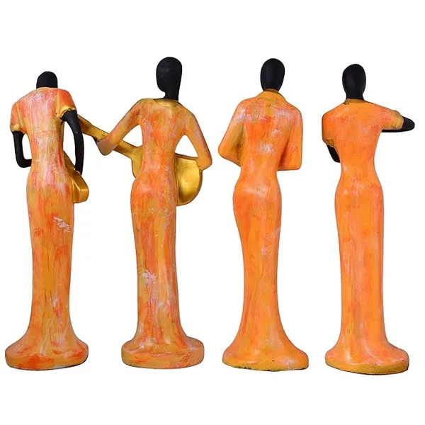 Pack_Of_4_Orange_And_Black_Handcrafted_Resin_Quartet_Of_Musical_Ladies_Figurines_Showpiece_For_Home_And_Office_Decor_10.2_X_7.6_X_33_Cm