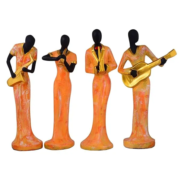 Pack_Of_4_Orange_And_Black_Handcrafted_Resin_Quartet_Of_Musical_Ladies_Figurines_Showpiece_For_Home_And_Office_Decor_10.2_X_7.6_X_33_Cm