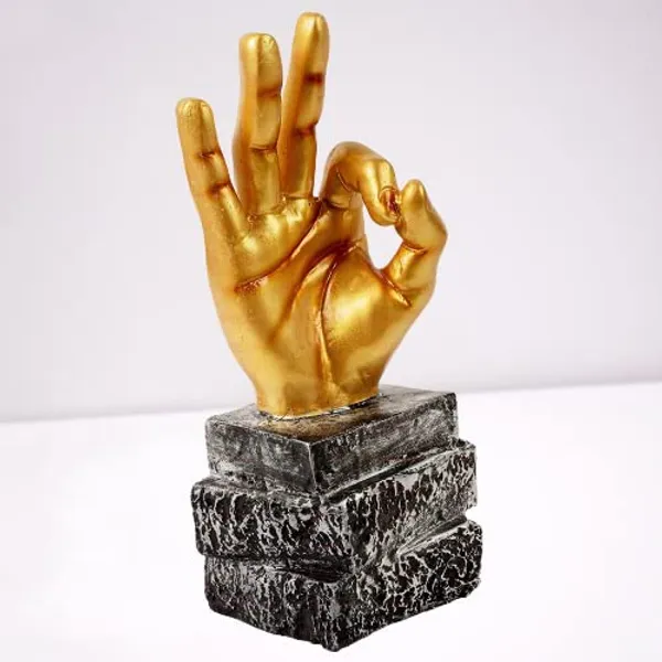 Golden_Handcrafted_Resin_Hand_Symbol_Showpiece_For_Home_And_Office_Decor_8.9_X_6.4_X_22.9_Cm
