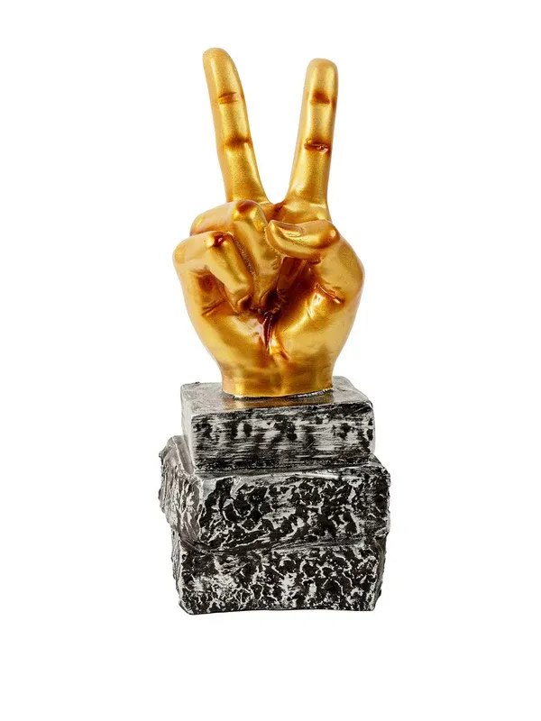 Golden_Handcrafted_Resin_Victory_Sign_Showpiece_For_Home_And_Office_Decor_8.9_X_6.4_X_22.9_Cm