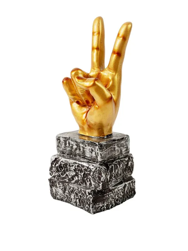 Golden_Handcrafted_Resin_Victory_Sign_Showpiece_For_Home_And_Office_Decor_8.9_X_6.4_X_22.9_Cm