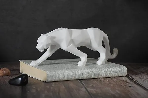 White_Resin_Panther/Jaguar_Statue_Stylish_Showpiece_For_Home_And_Workspace_10_X_2.25_X_5_Inches