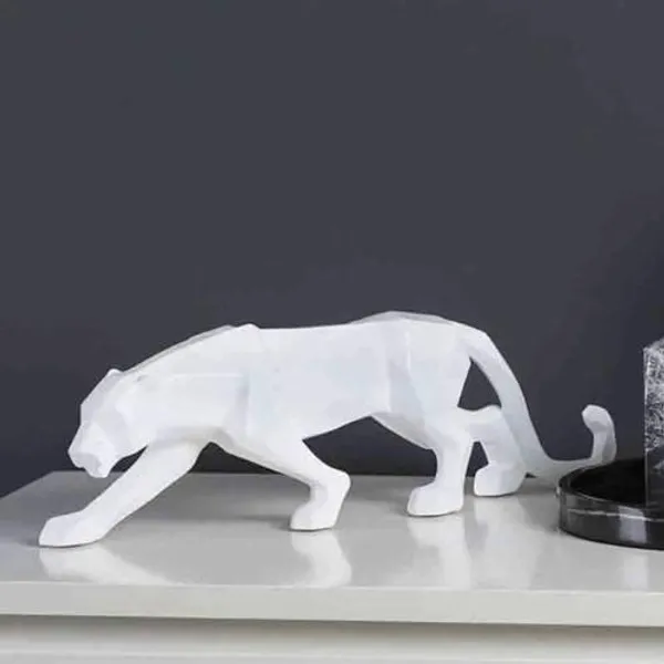 White_Resin_Panther/Jaguar_Statue_Stylish_Showpiece_For_Home_And_Workspace_10_X_2.25_X_5_Inches