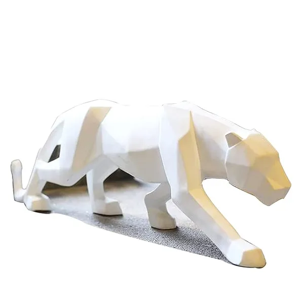 White_Resin_Panther/Jaguar_Statue_Stylish_Showpiece_For_Home_And_Workspace_10_X_2.25_X_5_Inches