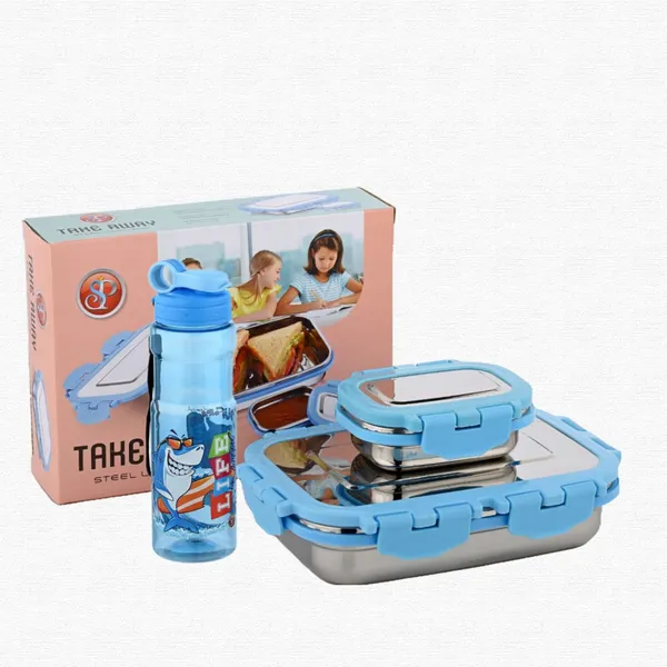 Combo_Take_Away_Stainless_Steel_Lunch_Pack_With_Crazy_Water_Bottle_Multicolor
