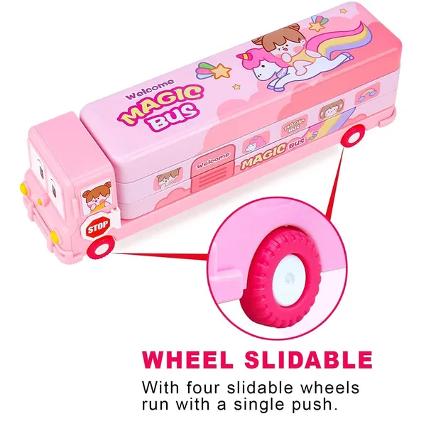 Pink_Bus_Shape_3_Compartments_Moving_Tyre'S_&_Sharpener_Geometry_Case_For_Boys_&_Girls_(Panda_Bus)_(10_X_4_X_4_Cm)