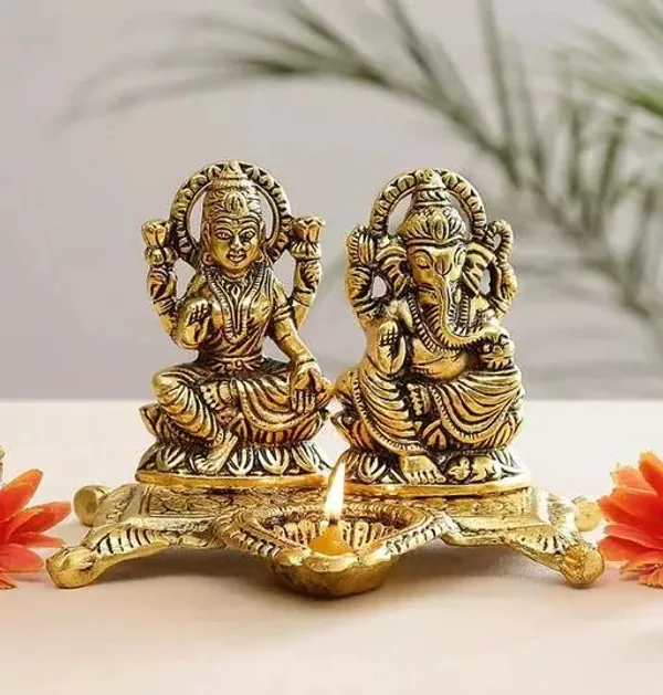 Golden_Plated_God_Idol_Of_Ganesh_&_Laxmi_Ji_(10L_X_10W_X_8H_Cm)