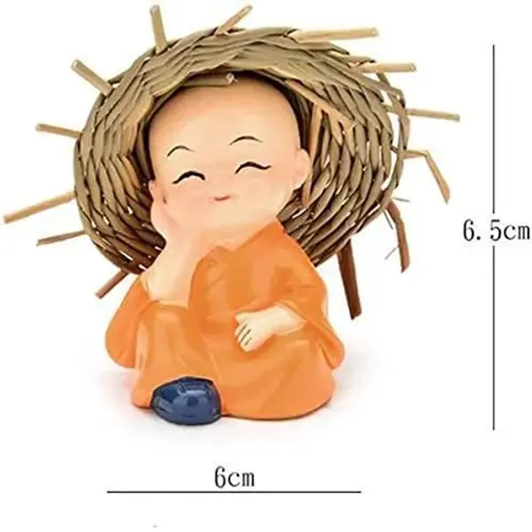 Multicolor_Polyresin_Baby_Monk_Buddha_Showpiece_For_Car_Dash,_Living_Room,_Office_Decoration_(Baby_Monk_Buddha_With_Hat)_(6L_X_4W_X_6.5H_Cm)_(Set_Of_4)