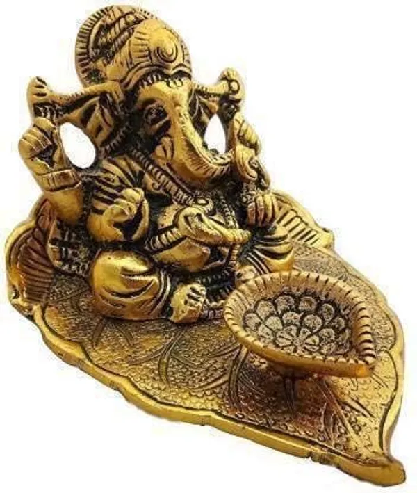 Golden_Metal_Hand_Craved_Lord_Ganesha_With_Diya_Figurine_For_Home_Temple_(10L_X_10W_X_7H_Cm)