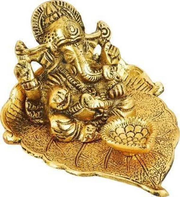 Golden_Metal_Hand_Craved_Lord_Ganesha_With_Diya_Figurine_For_Home_Temple_(10L_X_10W_X_7H_Cm)