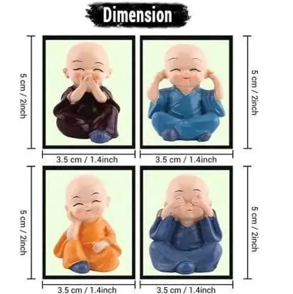 Multicolor_Polyresin_Small_Baby_Monk_Buddha_Showpiece_For_Car_Dash,_Living_Room,_Office_Decoration_Status_(6L_X_4W_X_6.5H_Cm)_(Set_Of_4)