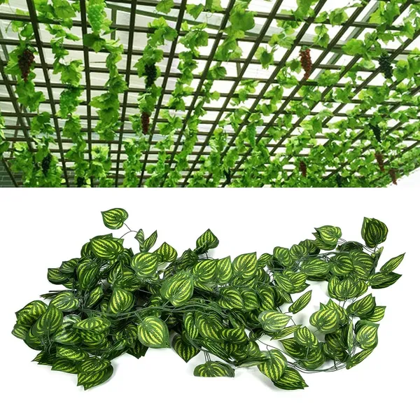 Green_Artificial_Plastic_Fake_Hanging_Watermelon_Leaf_For_Gardens