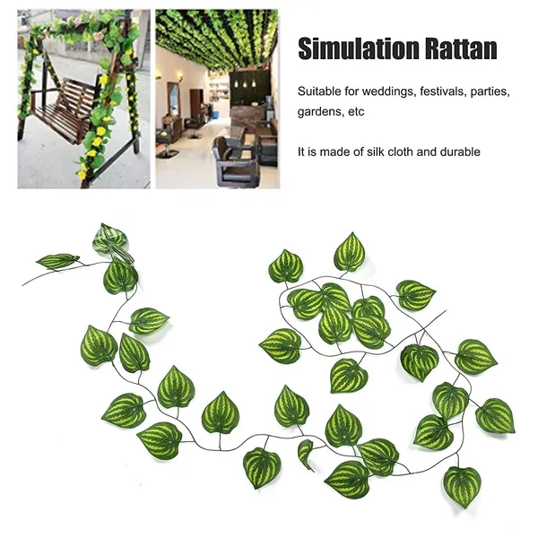Green_Artificial_Plastic_Fake_Hanging_Watermelon_Leaf_For_Gardens
