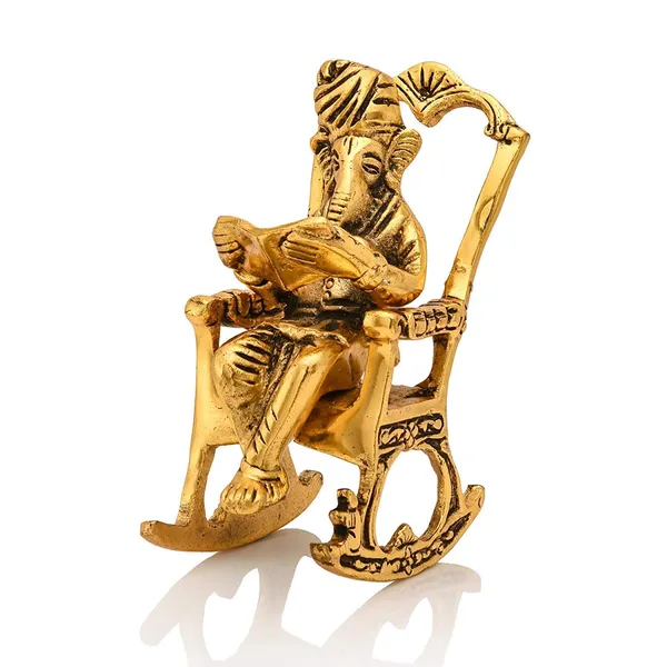 Golden_Finish_Metal_Lord_Ganesha_Reading_Ramayana_Statue_Hindu_God_(25L_X_24W_X_45H_Mm)