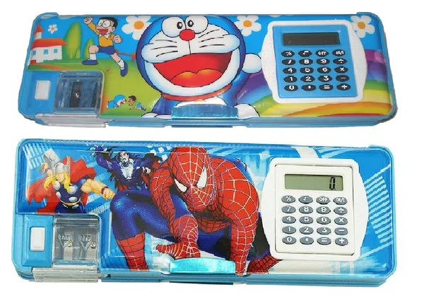 Multicolor_Pencil_Boxes_With_Calculator_And_Sharpener_For_Boys_Girls_(Doremon,_Spider_Man_And_Avengers)_(24_X_9_X_3_Cm)_(Pack_Of_2)