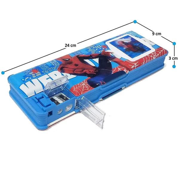 Multicolor_Pencil_Boxes_With_Calculator_And_Sharpener_For_Boys_Girls_(Doremon,_Spider_Man_And_Avengers)_(24_X_9_X_3_Cm)_(Pack_Of_2)