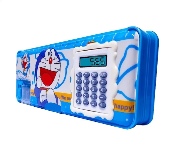 Multicolor_Magnetic_Pencil_Box_With_Calculator_&_Dual_Sharpener_For_Kids_(Doraemon)_(24_X_9_X_3_Cm)