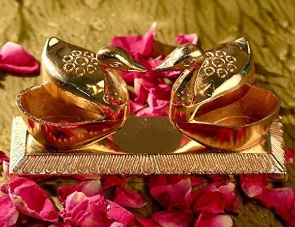 Golden_Double_Duck_Swan_Pair_Metal_Kumkum_Holder_(11L_X_2W_X_6H_Cm)