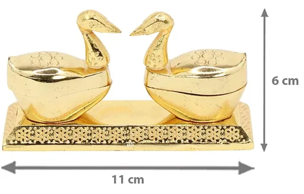 Golden_Double_Duck_Swan_Pair_Metal_Kumkum_Holder_(11L_X_2W_X_6H_Cm)