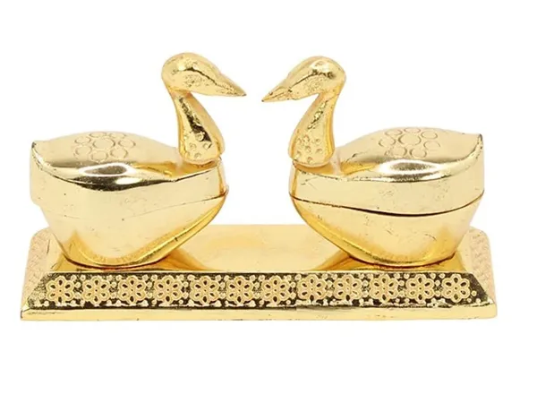 Golden_Double_Duck_Swan_Pair_Metal_Kumkum_Holder_(11L_X_2W_X_6H_Cm)
