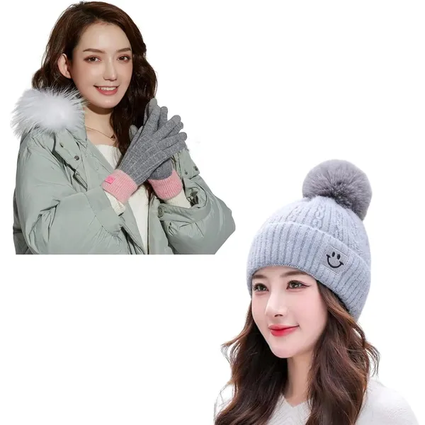 Silver_Cozy_Knit_Beanie_And_Fleece-Lined_Gloves_Set_For_Women