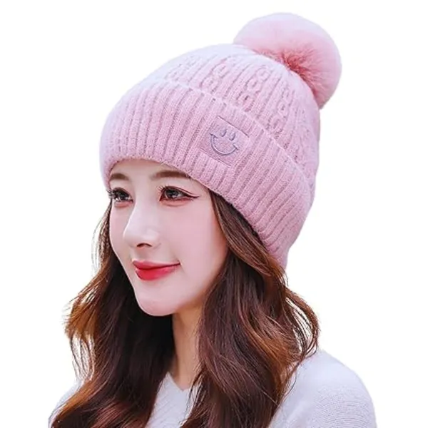 Rose_Pink_Cozy_Knit_Beanie_And_Fleece-Lined_Gloves_Set_For_Women