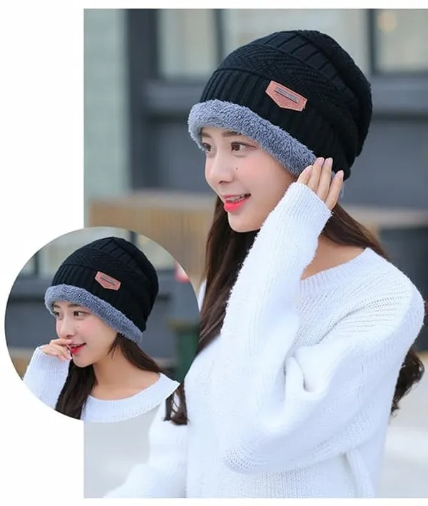 Grey_Winter_Beanie_And_Gloves_Set_For_Women_(Pack_Of_2)