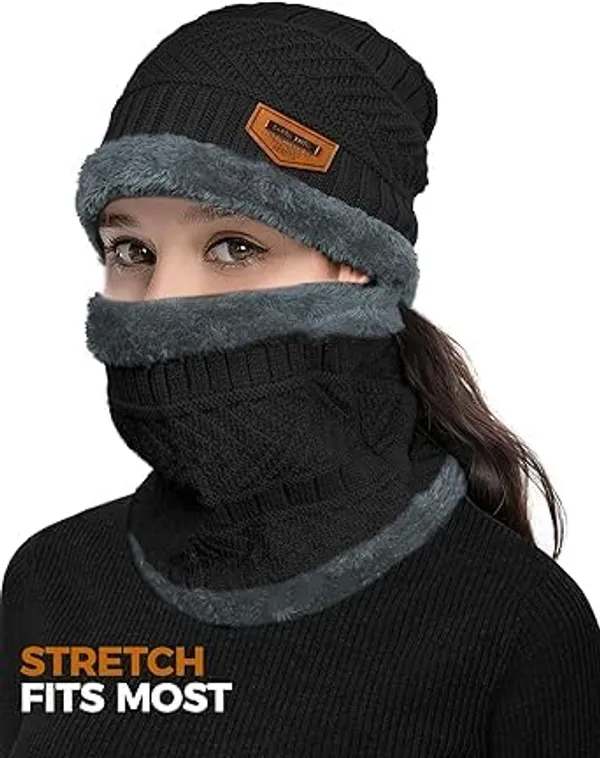 Black_Pure_Wool_Winter_Neck_Warmer_And_Beanie_For_Men_&_Women
