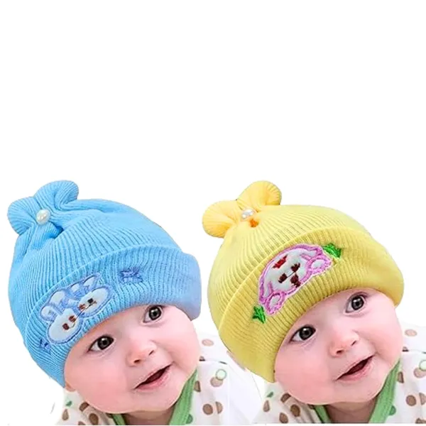 Blue_&_Yellow_Newborn_Baby_Winter_Beanie_Cap_With_Ear_Protection_(Pack_Of_4)