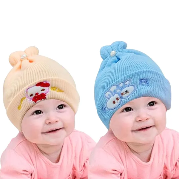 Blue_&_Orange_Newborn_Baby_Winter_Beanie_Cap_With_Ear_Protection_(Pack_Of_4)