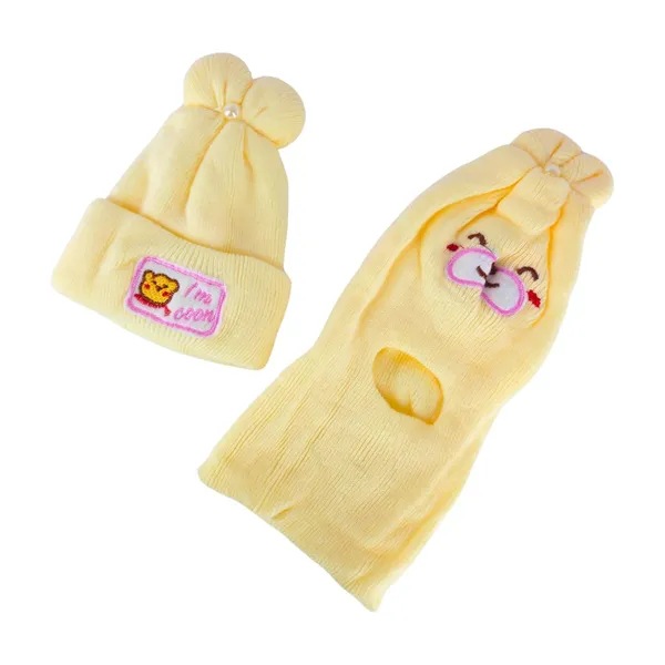 Yellow_&_Pink_Newborn_Baby_Winter_Beanie_Cap_With_Ear_Protection_(Pack_Of_4)