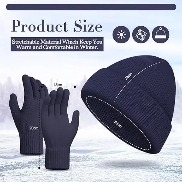 Navy_Winter_Beanie_Hat_Gloves_Set_For_Women_&_Men