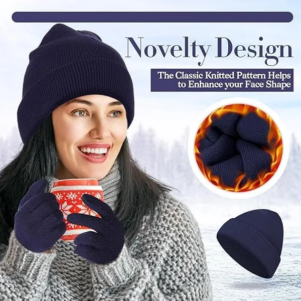 Navy_Winter_Beanie_Hat_Gloves_Set_For_Women_&_Men