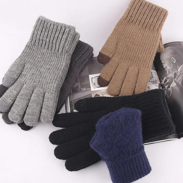 Silver_Thermal_Wool_Blend_Winter_Gloves_For_Men_And_Women_With_Ribbed_Cuffs