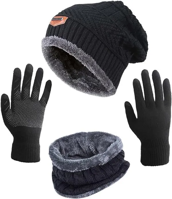 Black_Winter_Slouchy_Beanie_Snow_Knit_Skull_Cap_&_Gloves_For_Women