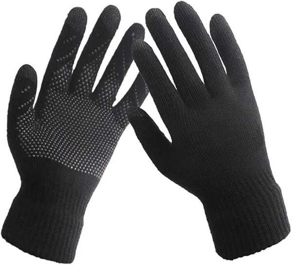 Black_Winter_Slouchy_Beanie_Snow_Knit_Skull_Cap_&_Gloves_For_Women